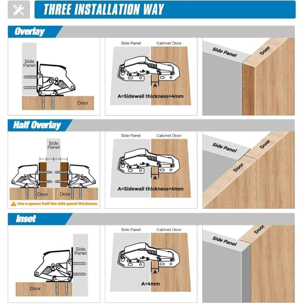 Ravinte 40 Pack Soft Close Hidden Hinges Surface Mount Kitchen Cabinet...